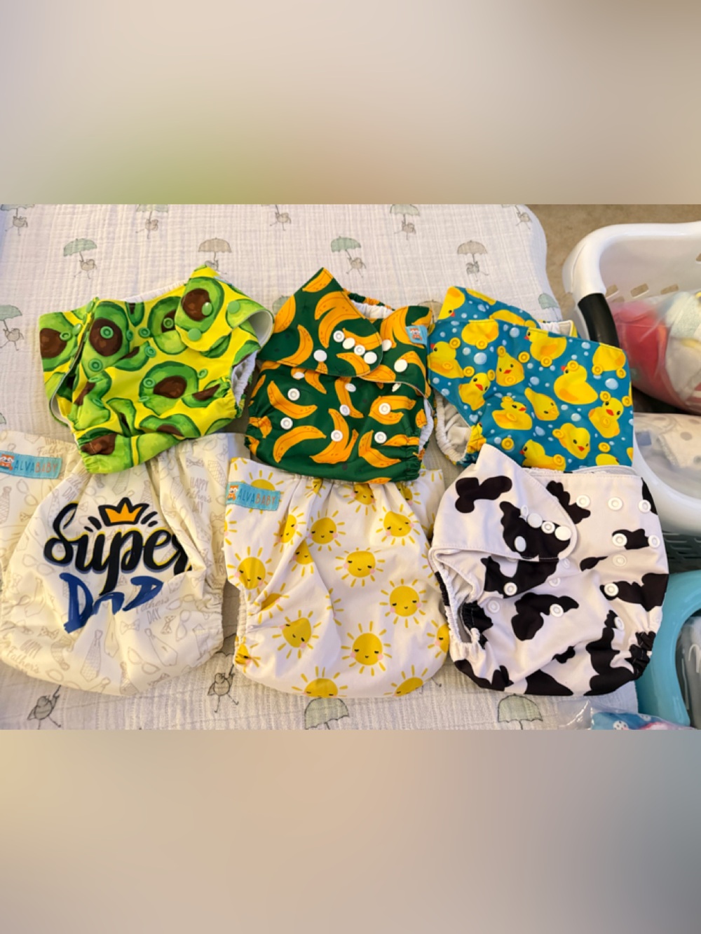 Alva Baby Pocket Cloth Diapers Lot of 14 One Size Reusable GUC